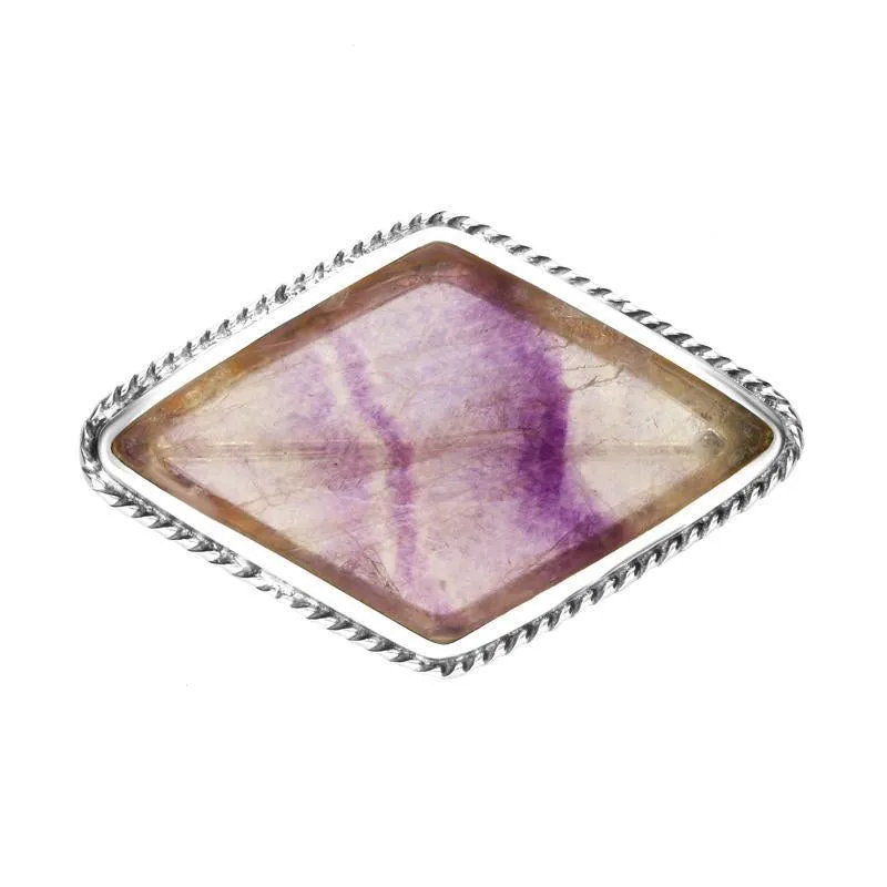 Sterling Silver Blue John Rhombus Shaped Rope Edge Brooch sold by Jura Watches