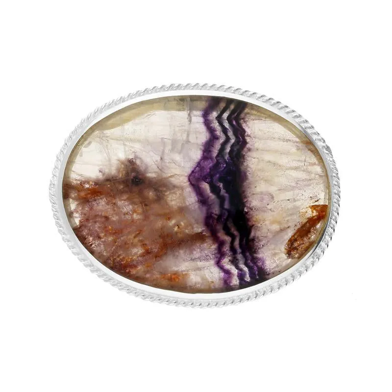 Sterling Silver Blue John Oval Rope Edge Brooch sold by Jura Watches