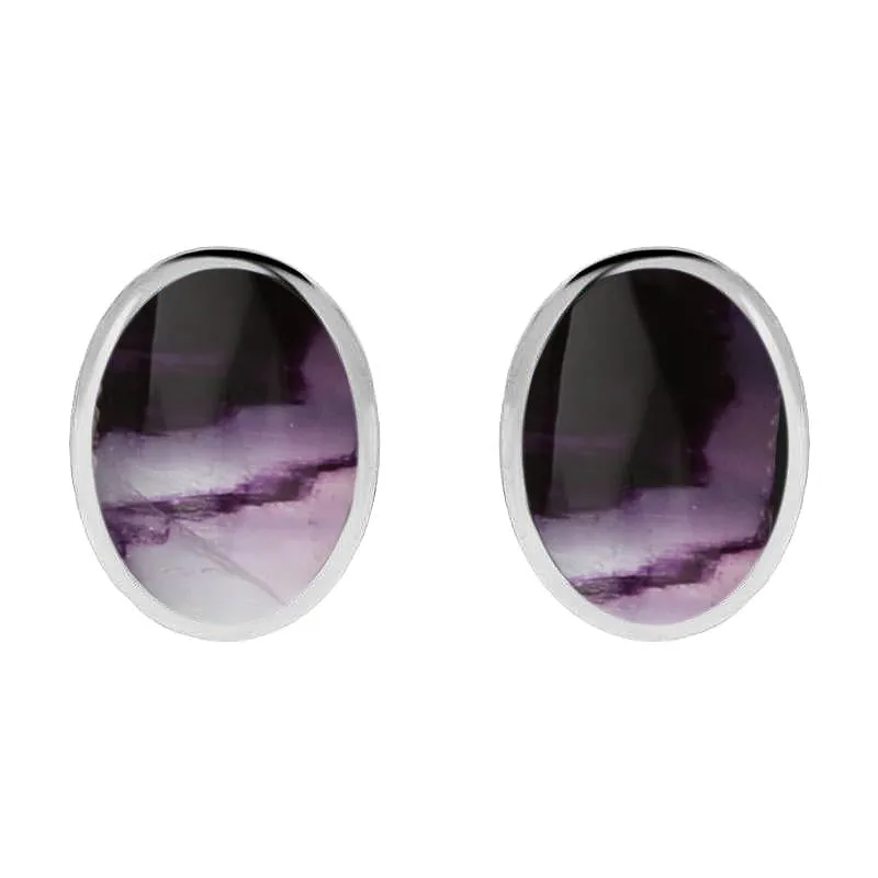 Sterling Silver Blue John Large Oval Stud Earrings sold by Jura Watches