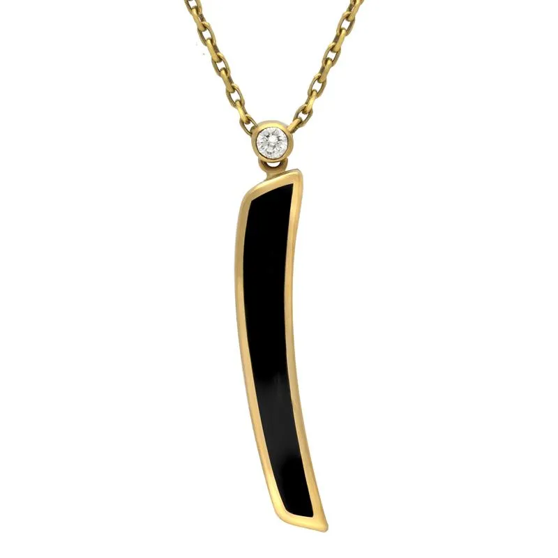 18ct Yellow Gold Whitby Jet Curved Oblong Necklace sold by Jura Watches