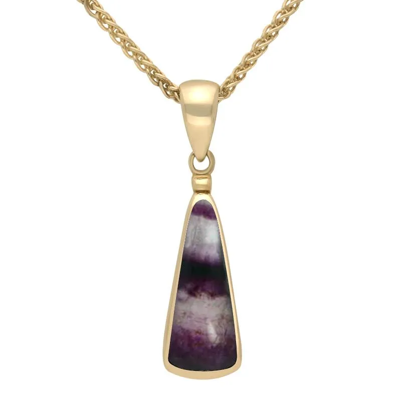 9ct Yellow Gold Blue John Light Triangle Shape Necklace sold by Jura Watches