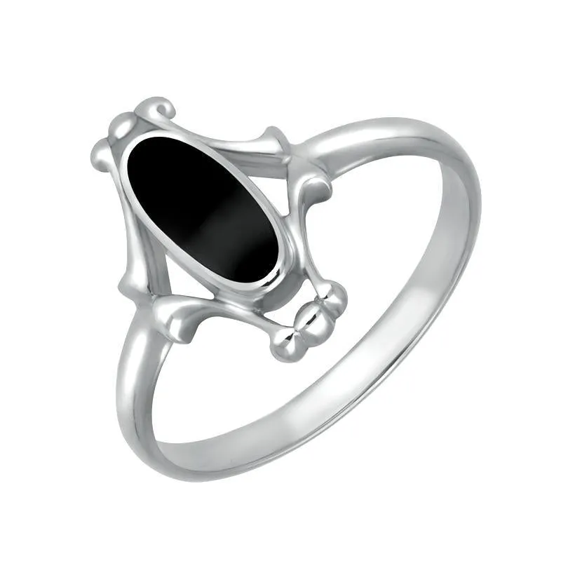 Sterling Silver Whitby Jet Oval Fancy Ring sold by Jura Watches