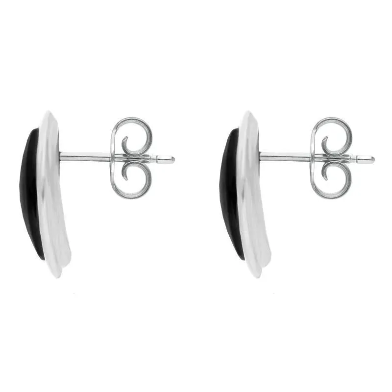 Sterling Silver Whitby Jet Curved Marquise Stud Earrings sold by Jura Watches product image thumbnail 2