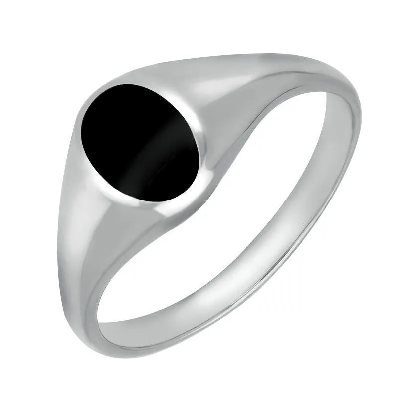 Sterling Silver Whitby Jet Small Oval Signet Ring sold by Jura Watches