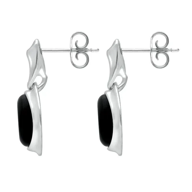 Sterling Silver Whitby Jet Oval Drop Earrings sold by Jura Watches product image thumbnail 2