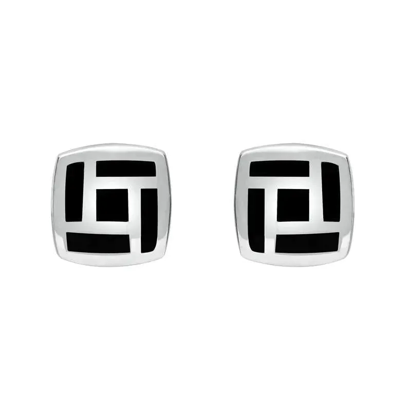 Sterling Silver Whitby Jet Tile Cushion Stud Earrings sold by Jura Watches