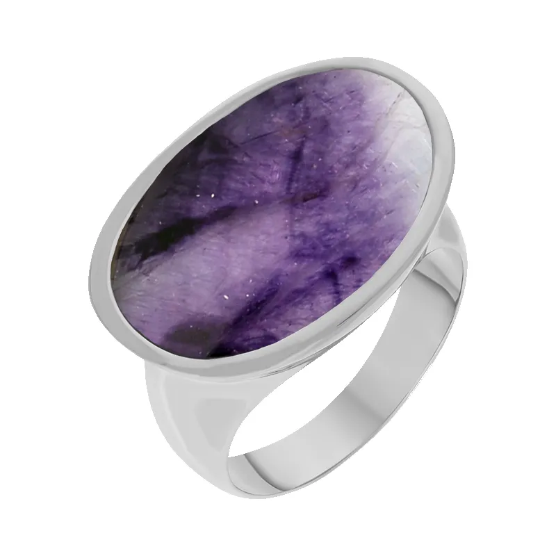 Sterling Silver Blue John Oval Statement Ring D sold by Jura Watches
