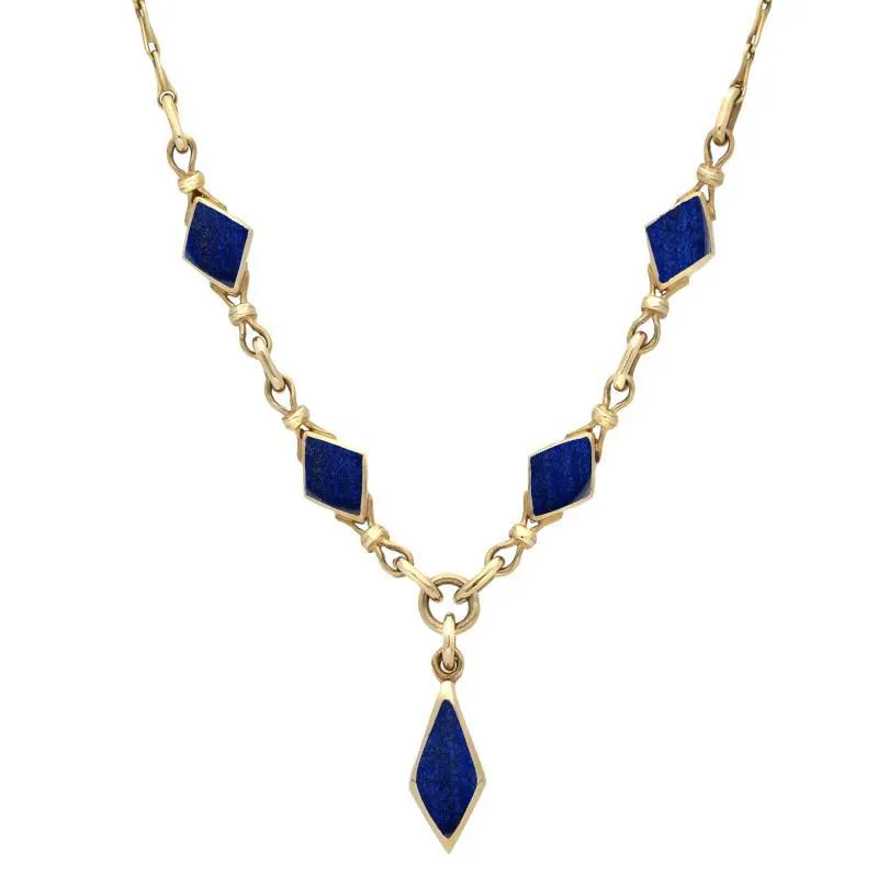 9ct Yellow Gold Lapis Lazuli Diamond Shaped Necklace sold by Jura Watches