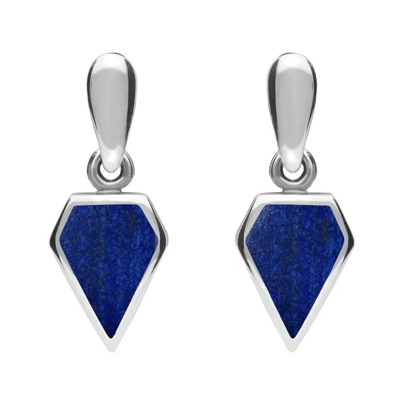 Sterling Silver Lapis Lazuli Small Kite Drop Earrings sold by Jura Watches