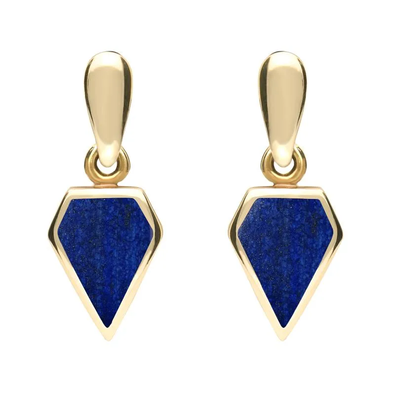 9ct Yellow Gold Lapis Lazuli Small Kite Drop Earrings sold by Jura Watches