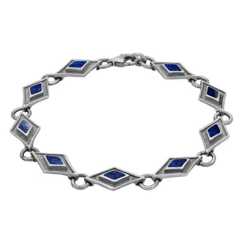 Sterling Silver Lapis Lazuli Eight Stone Kite Framed Bracelet sold by Jura Watches