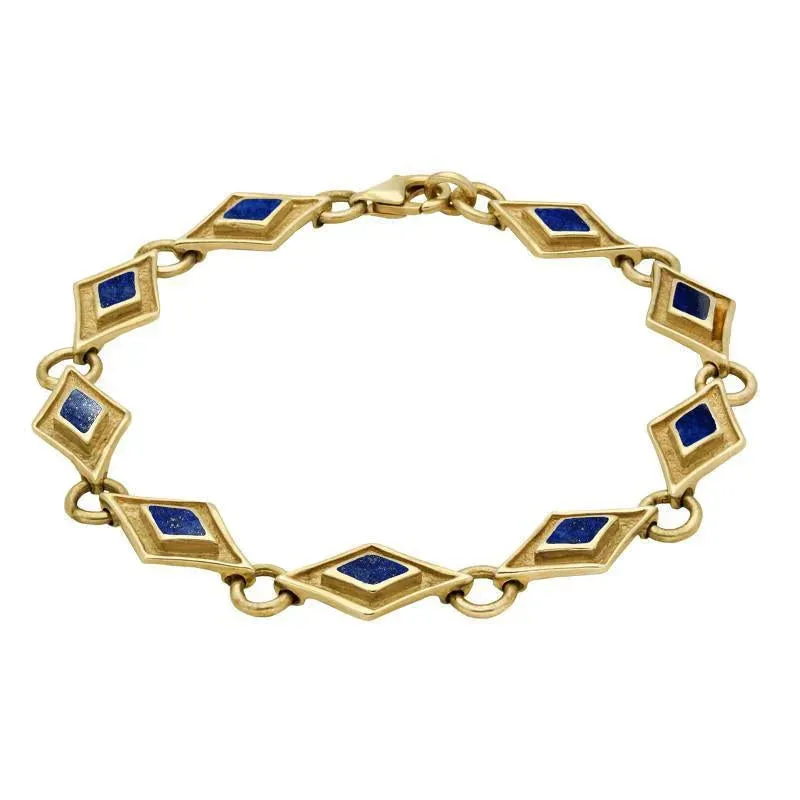9ct Yellow Gold Lapis Lazuli Eight Stone Kite Framed Bracelet sold by Jura Watches