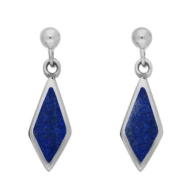 Sterling Silver Lapis Lazuli Dinky Diamond Drop Earrings sold by Jura Watches