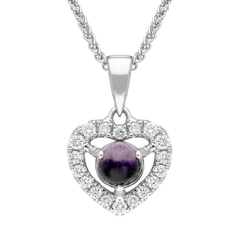 18ct White Gold Blue John 0.16ct Diamond Heart Necklace sold by Jura Watches
