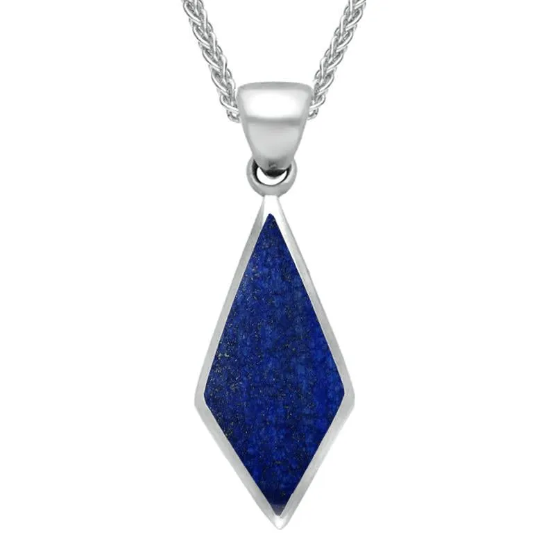 Sterling Silver Lapis Lazuli Diamond Shaped Necklace sold by Jura Watches