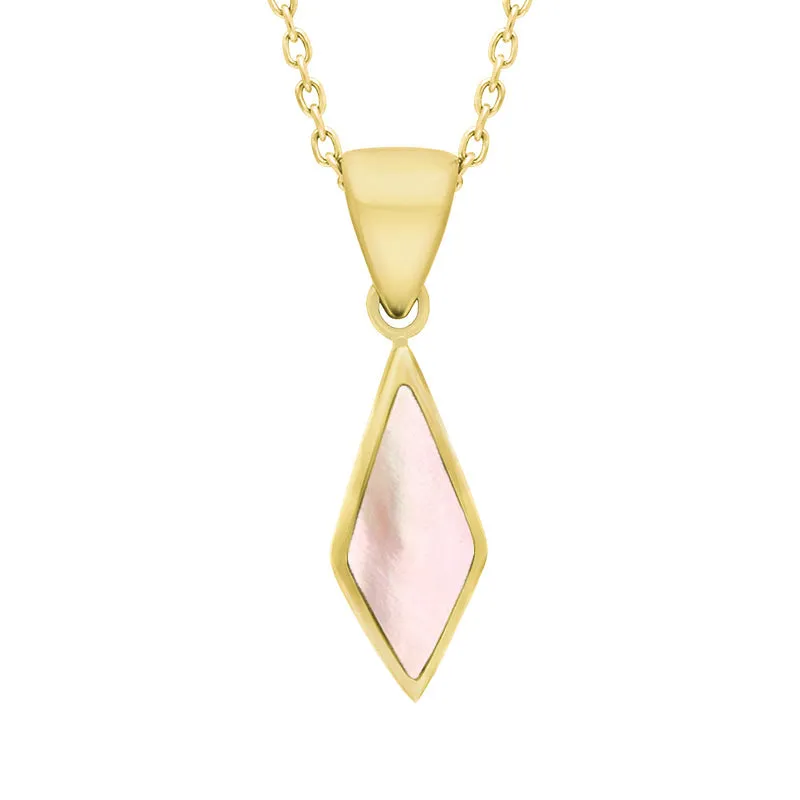 9ct Yellow Gold Pink Mother of Pearl Dinky Diamond Necklace sold by Jura Watches