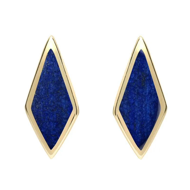 9ct Yellow Gold Lapis Lazuli Diamond Shaped Stud Earrings sold by Jura Watches
