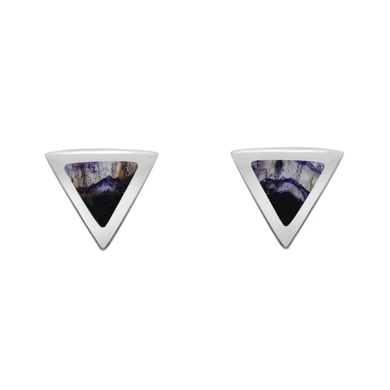 Sterling Silver Blue John Dinky Triangle Stud Earrings sold by Jura Watches