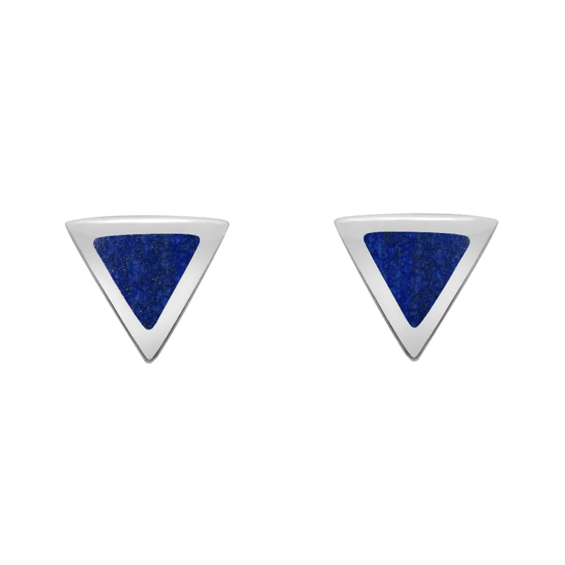 Sterling Silver Lapis Lazuli Dinky Triangle Stud Earrings sold by Jura Watches