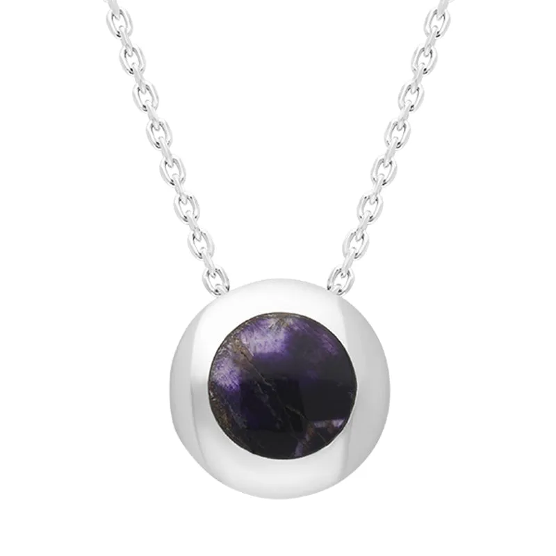 Sterling Silver Blue John Round Framed Necklace sold by Jura Watches