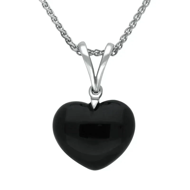 Sterling Silver Whitby Jet Small Heart Split Bail Necklace sold by Jura Watches