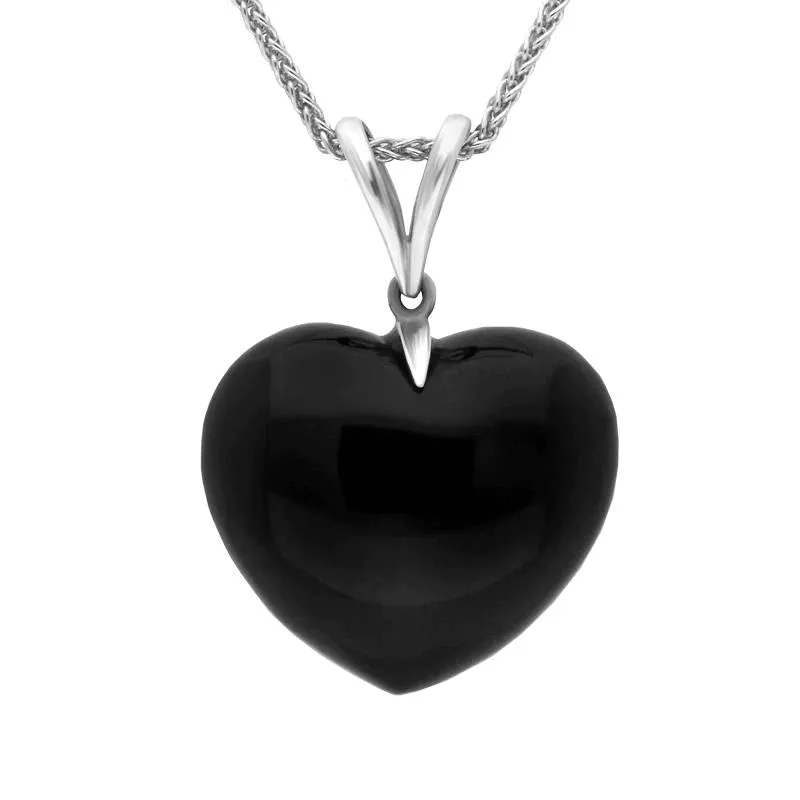 Sterling Silver Whitby Jet Large Heart Split Bail Necklace sold by Jura Watches