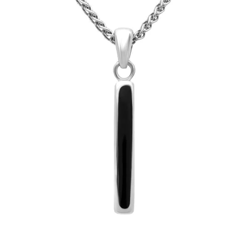 Sterling Silver Whitby Jet Small Slim Oblong Necklace sold by Jura Watches