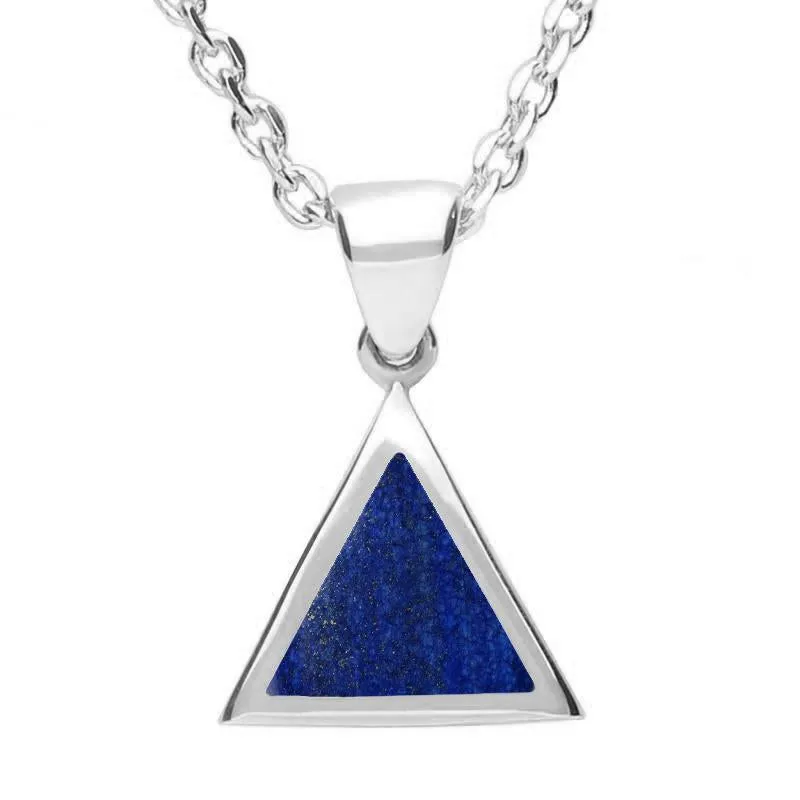 Sterling Silver Lapis Lazuli Flat Triangle Necklace sold by Jura Watches