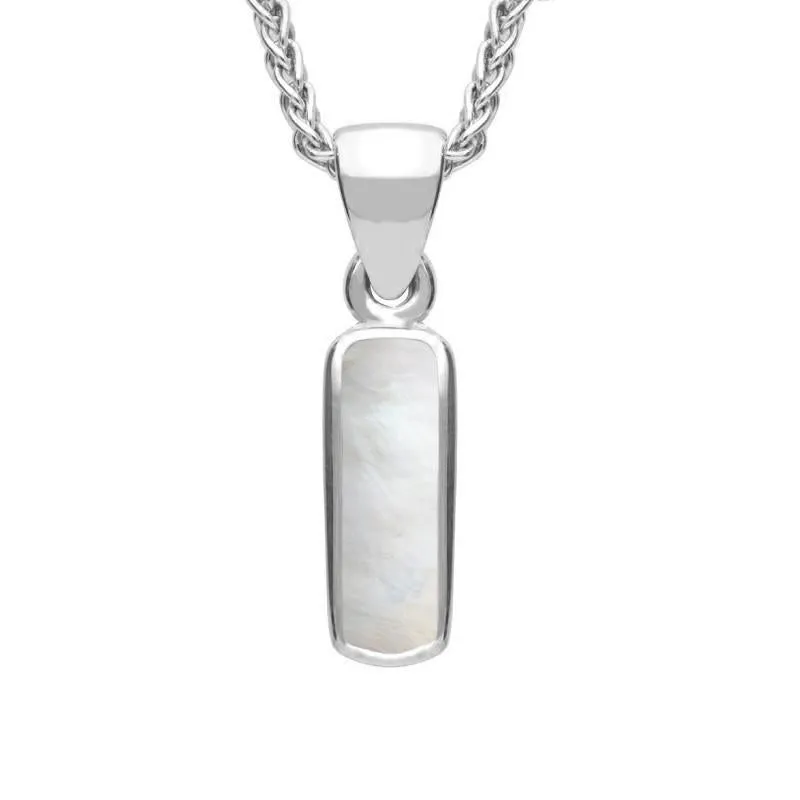 Sterling Silver Pink Mother of Pearl Dinky Oblong Necklace sold by Jura Watches