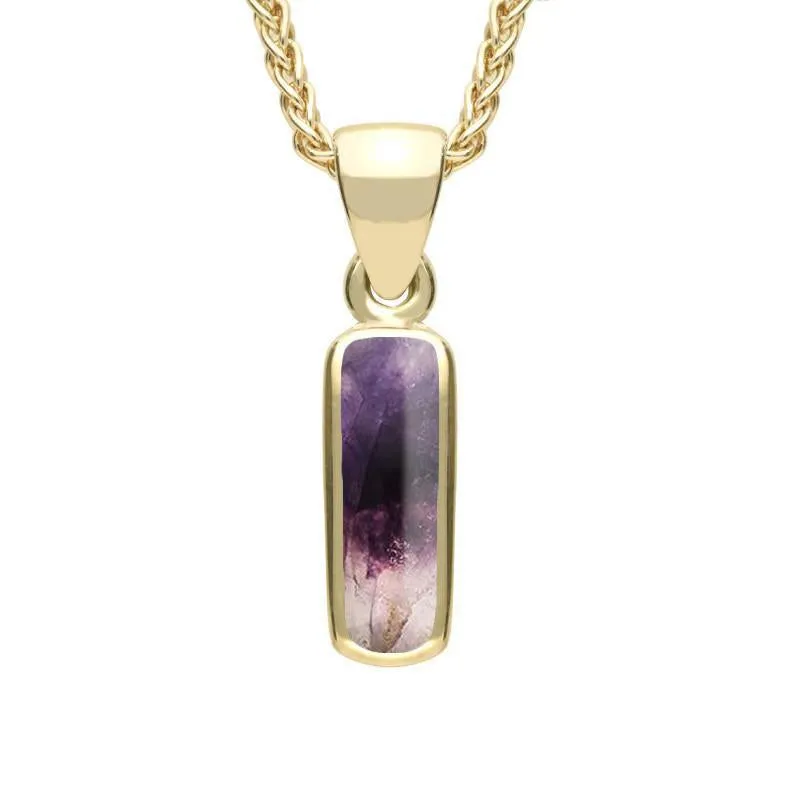9ct Yellow Gold Blue John Dinky Oblong Necklace sold by Jura Watches