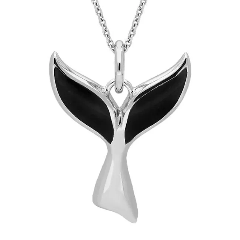 Sterling Silver Whitby Jet Whale Tail Necklace sold by Jura Watches