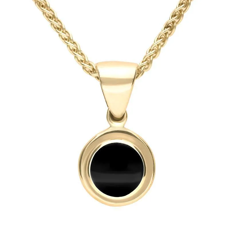 9ct Yellow Gold Whitby Jet Round Ribbed Necklace sold by Jura Watches