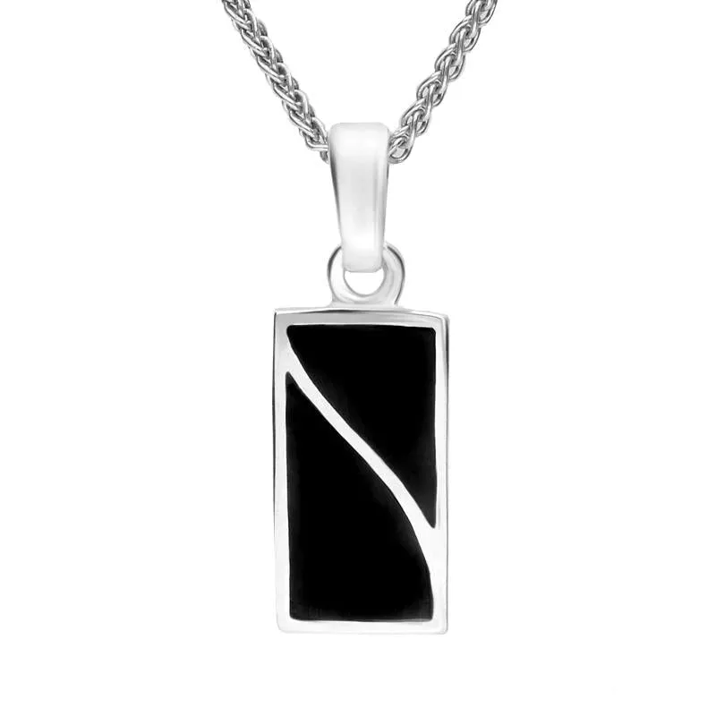 Sterling Silver Whitby Jet Two Stone Split Oblong Necklace sold by Jura Watches