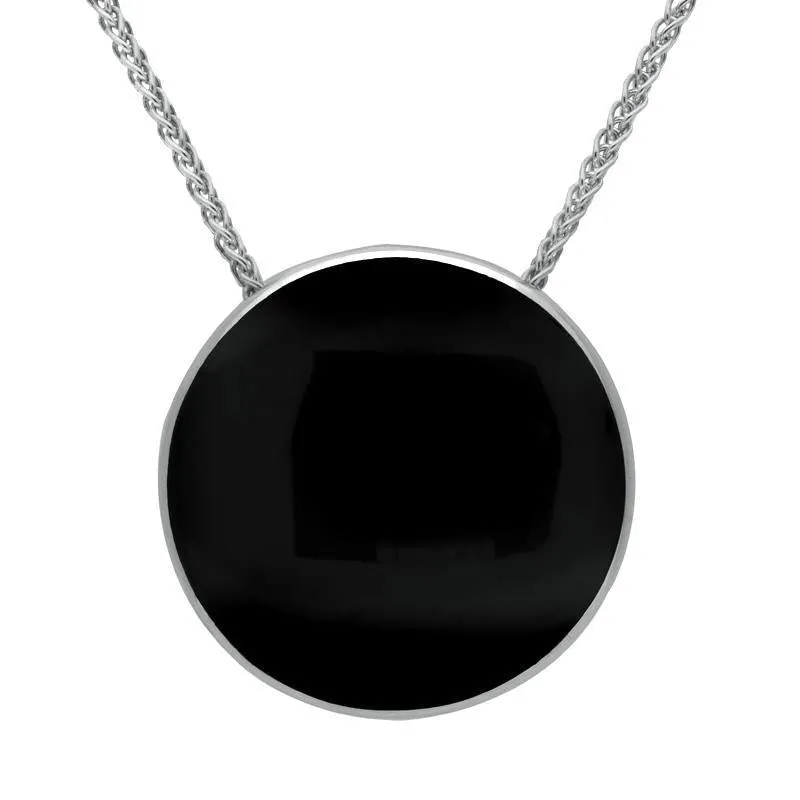 Sterling Silver Whitby Jet 25mm Round Necklace sold by Jura Watches