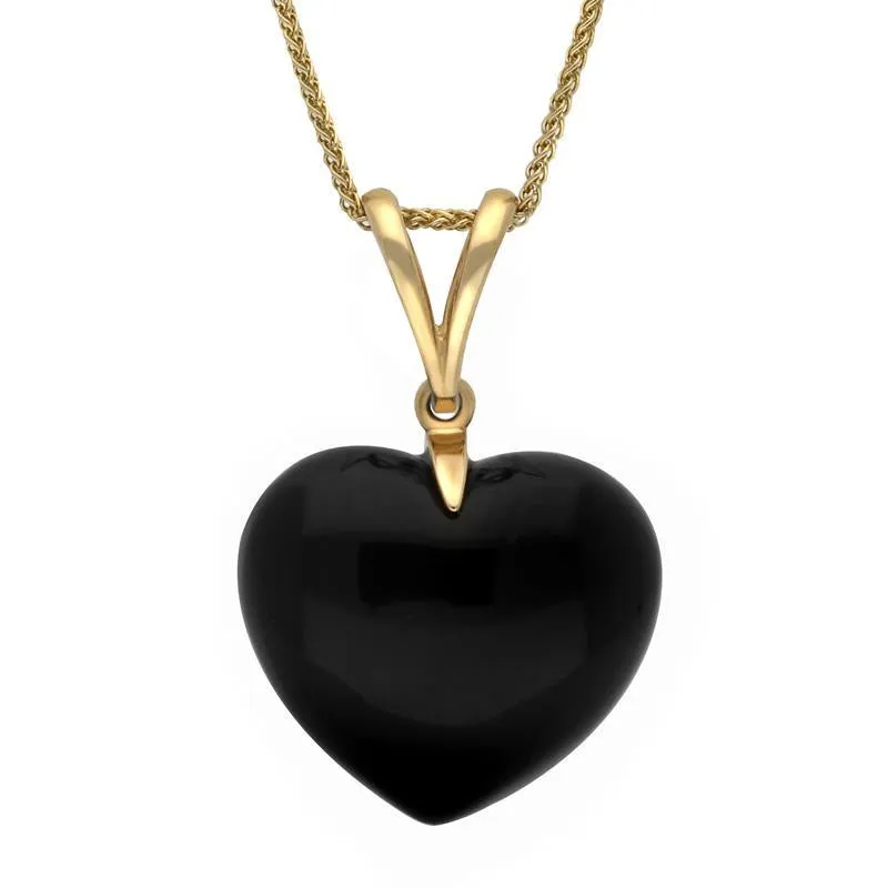 9ct Yellow Gold Whitby Jet Medium Heart Split Bail Necklace sold by Jura Watches