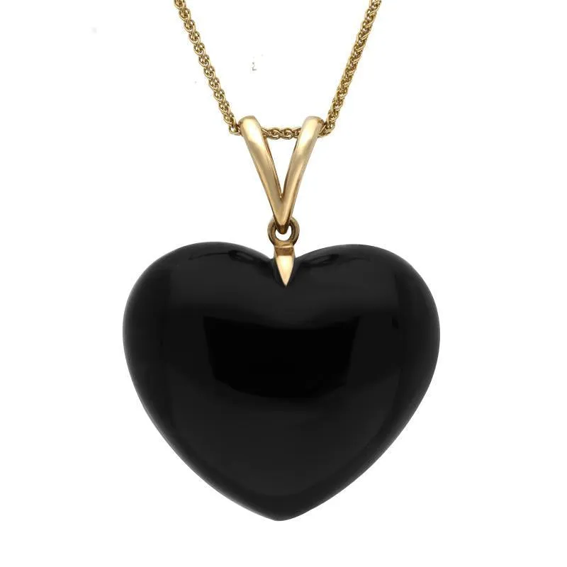 9ct Yellow Gold Whitby Jet Carved Heart Split Bail Necklace sold by Jura Watches