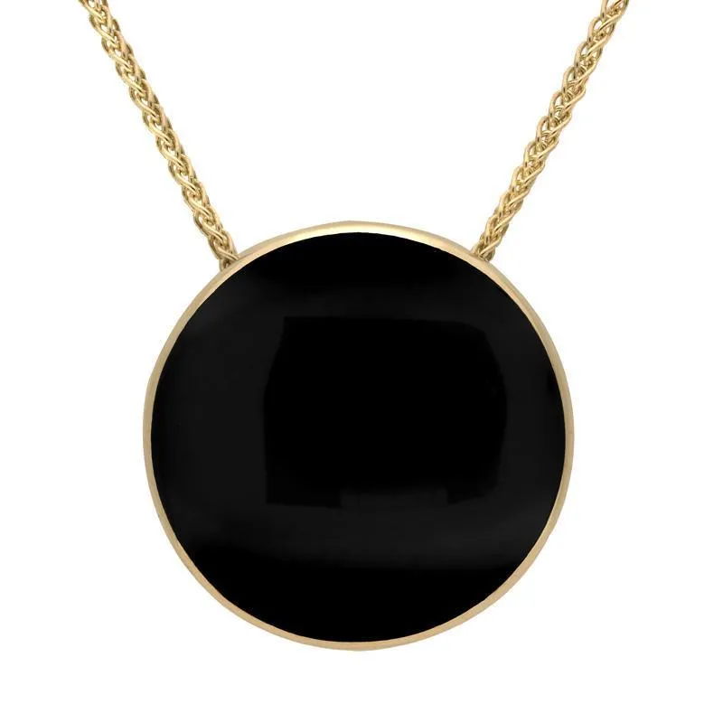 9ct Yellow Gold Whitby Jet 30mm Round Necklace sold by Jura Watches