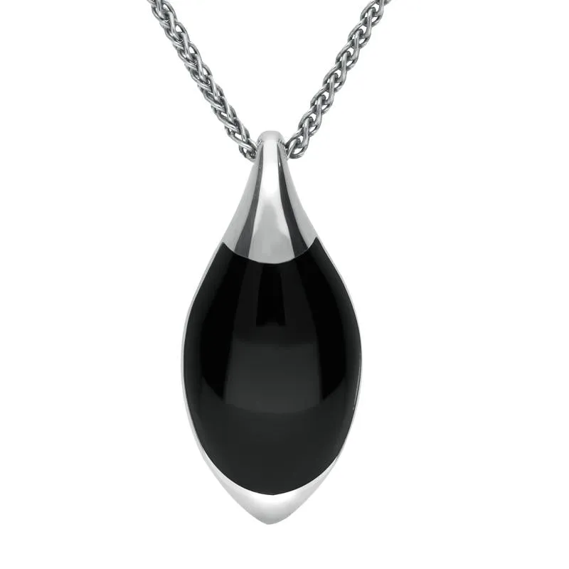 Sterling Silver Whitby Jet Drop Necklace sold by Jura Watches