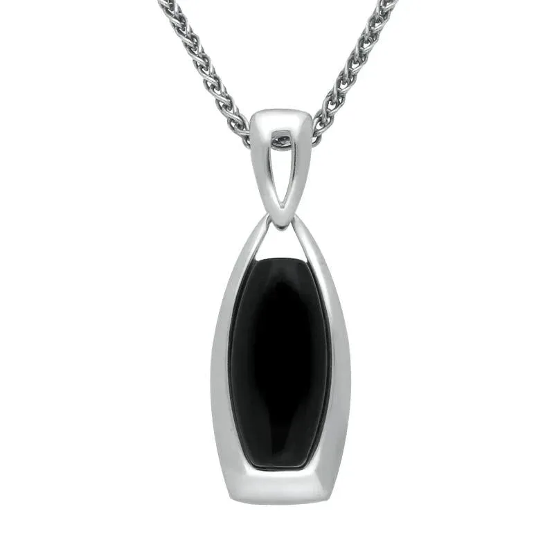 Sterling Silver Whitby Jet Framed Barrel Necklace sold by Jura Watches