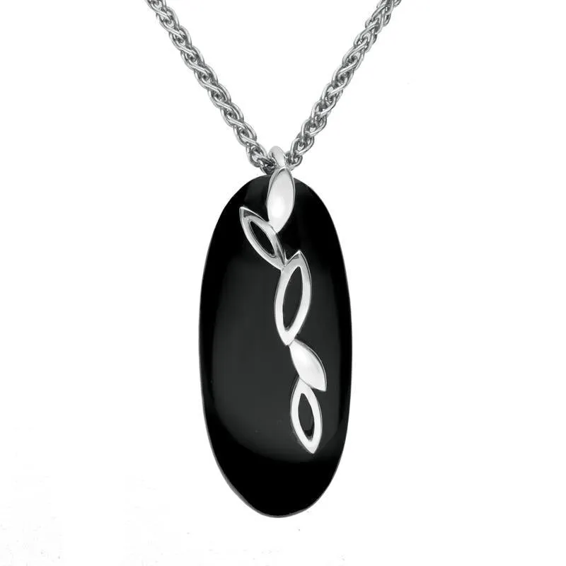 Sterling Silver Whitby Jet Long Drop Oval Necklace sold by Jura Watches