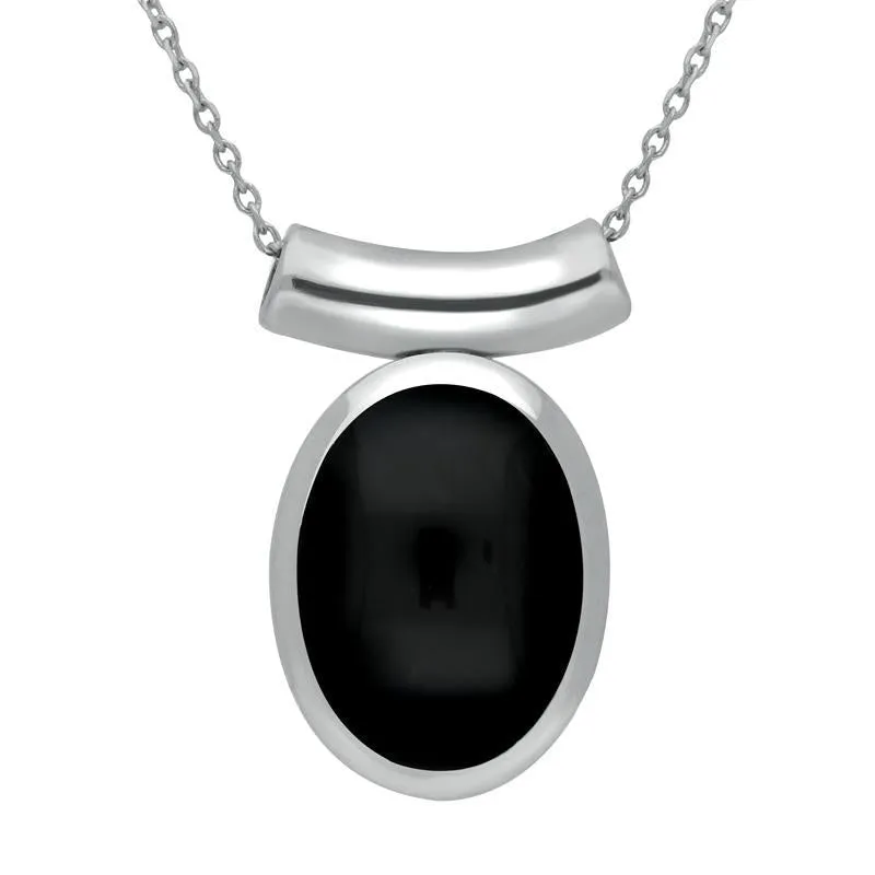Sterling Silver Whitby Jet Oval Tube Bail Necklace sold by Jura Watches