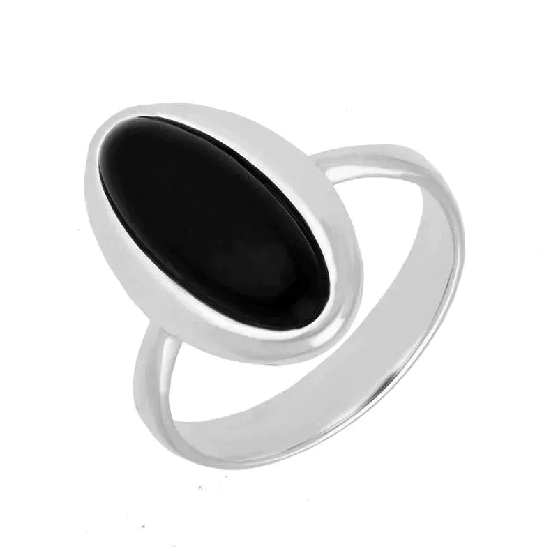 Sterling Silver Whitby Jet Oval Ring sold by Jura Watches