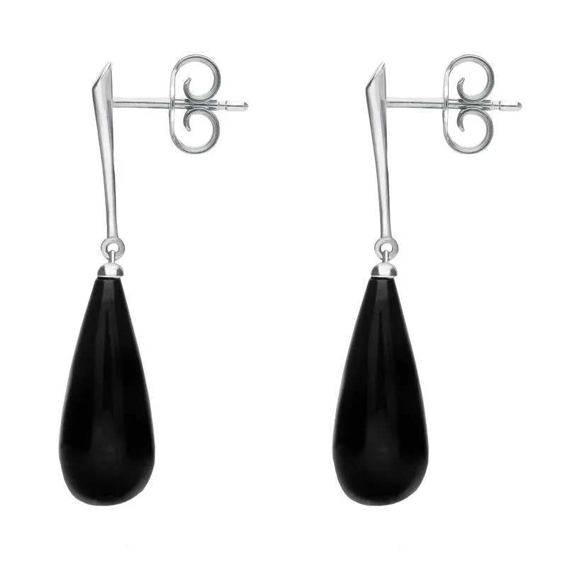 Sterling Silver Whitby Jet Tapered Bomb Drop Earrings sold by Jura Watches product image thumbnail 2