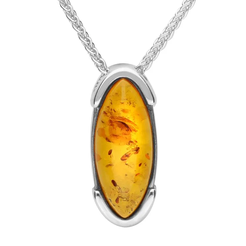 Sterling Silver Amber Marquise Framed Necklace D sold by Jura Watches