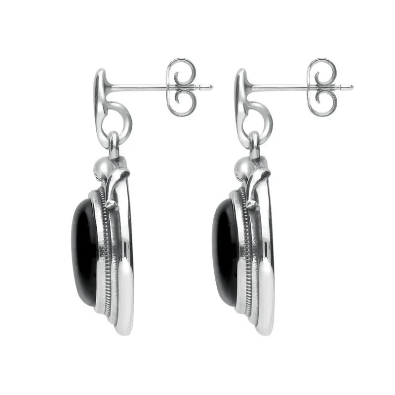 Sterling Silver Whitby Jet Small Round Snake Edge Drop Earrings sold by Jura Watches product image thumbnail 2