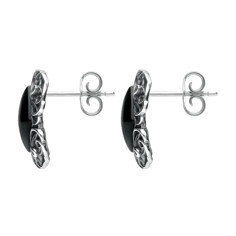 Sterling Silver Whitby Jet Antique Style Stud Earrings sold by Jura Watches product image thumbnail 2