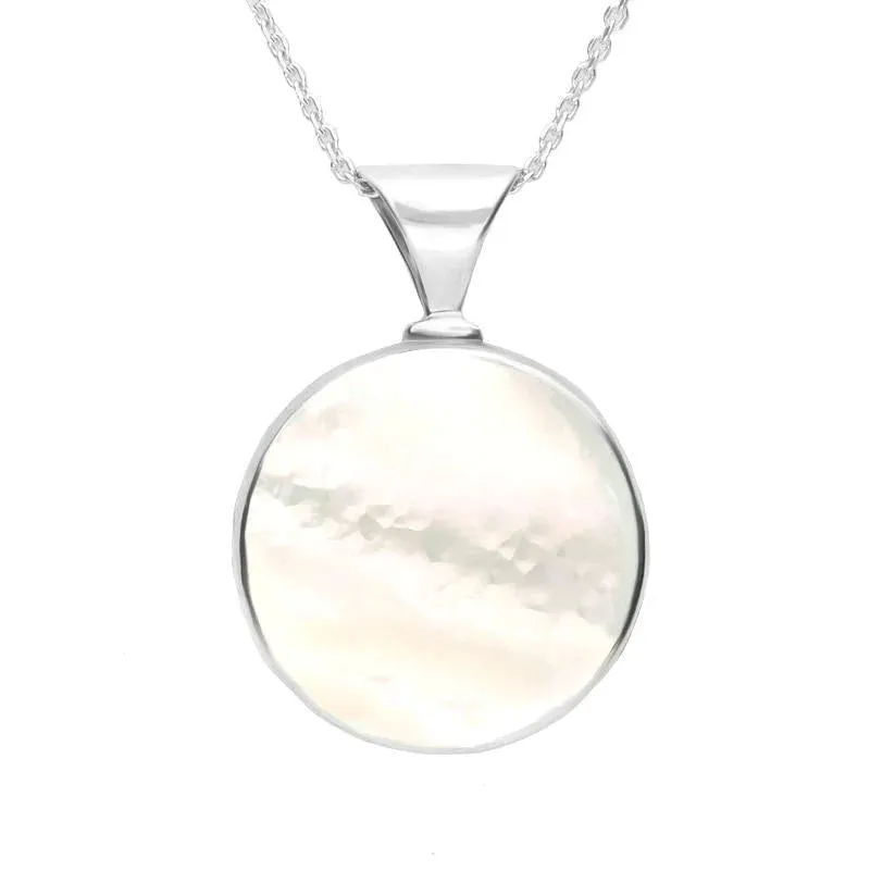 Sterling Silver Whitby Jet Mother of Pearl Round Heavy Fob Necklace sold by Jura Watches product image thumbnail 2