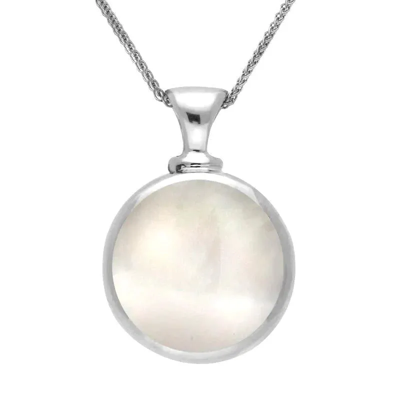Sterling Silver Whitby Jet Mother of Pearl Double Sided Round Dinky Fob Necklace sold by Jura Watches product image thumbnail 2