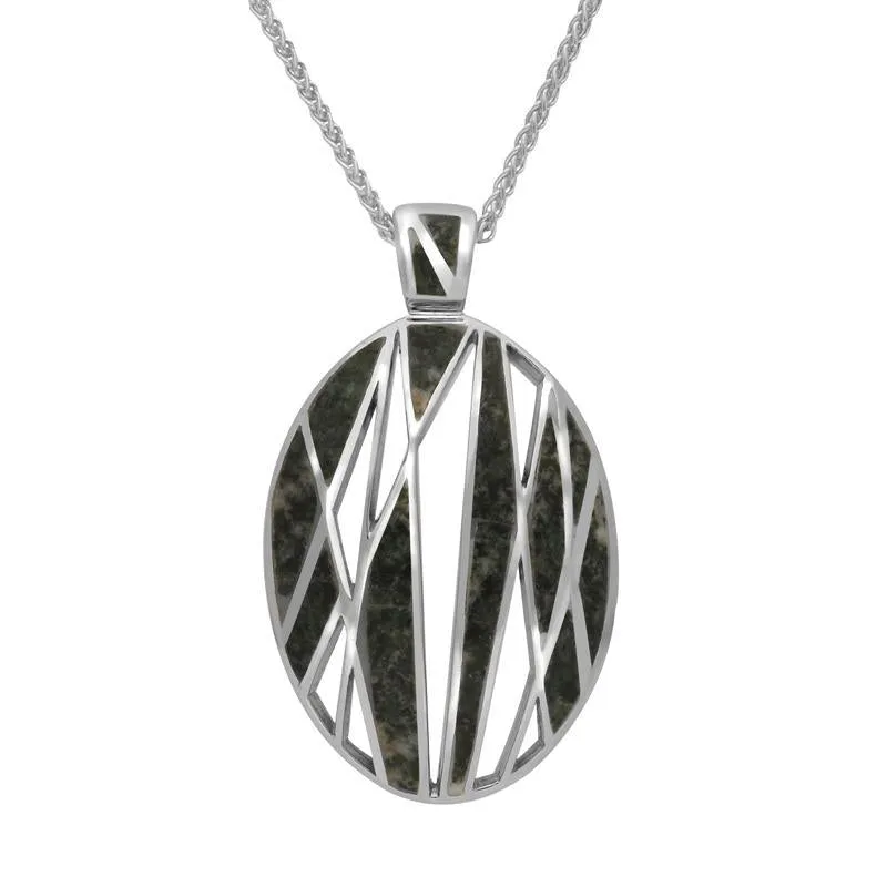 Sterling Silver Preseli Bluestone Semi Open Large Oval Necklace sold by Jura Watches