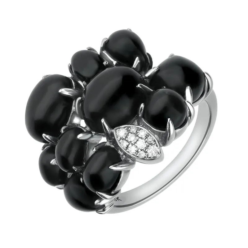 18ct White Gold Whitby Jet Diamond Multi Shape Stone Ring D sold by Jura Watches